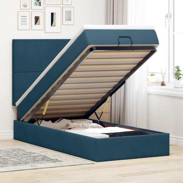 ARDEBO.de - Ottoman-Bett mit Matratzen Dunkelblau 80x200 cm Samt