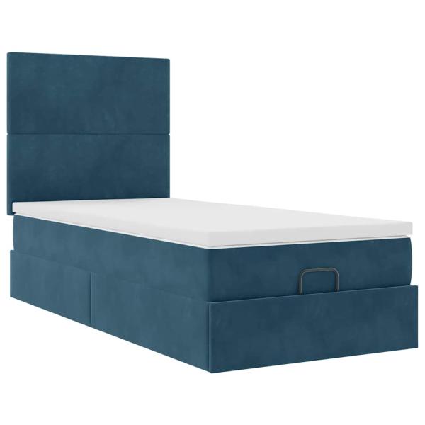 Ottoman-Bett mit Matratzen Dunkelblau 80x200 cm Samt