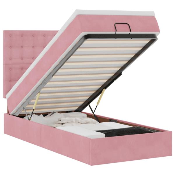 Ottoman-Bett mit Matratzen & LEDs Rosa 80x200 cm Samt