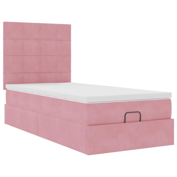 Ottoman-Bett mit Matratzen & LEDs Rosa 80x200 cm Samt