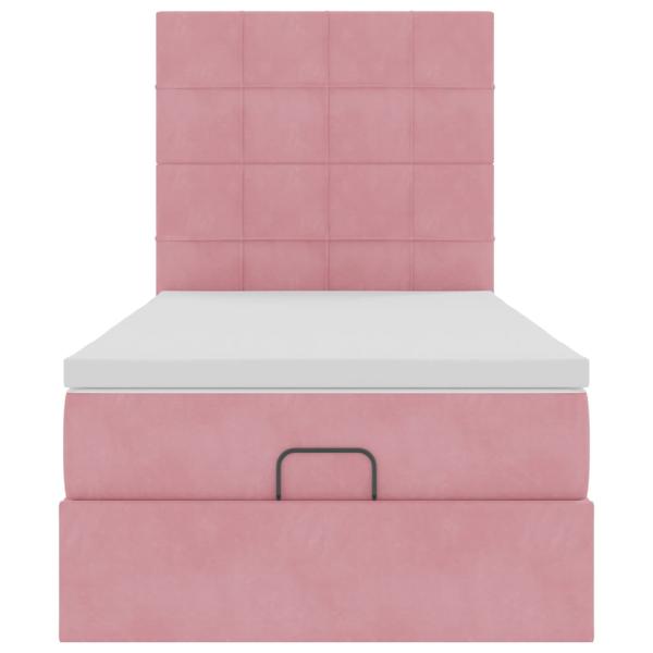 Ottoman-Bett mit Matratzen & LEDs Rosa 80x200 cm Samt