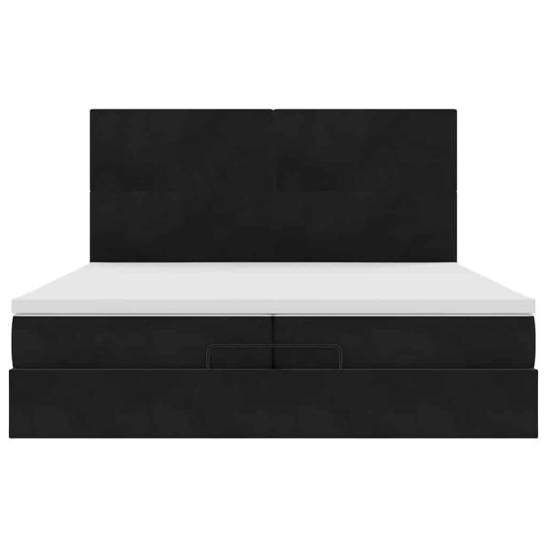 Ottoman-Bett mit Matratzen & LEDs Schwarz 200x200 cm Samt