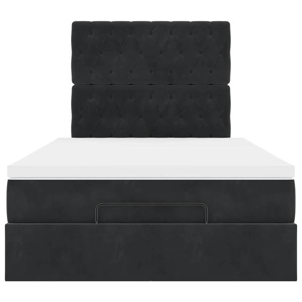 Ottoman-Bett mit Matratzen & LEDs Schwarz 120x190 cm Samt