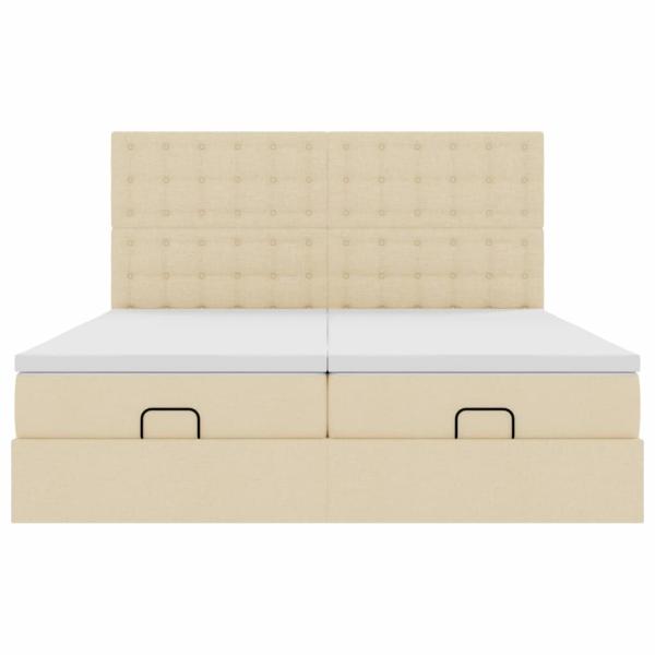 Ottoman-Bett mit Matratzen & LEDs Creme 180x200 cm Stoff