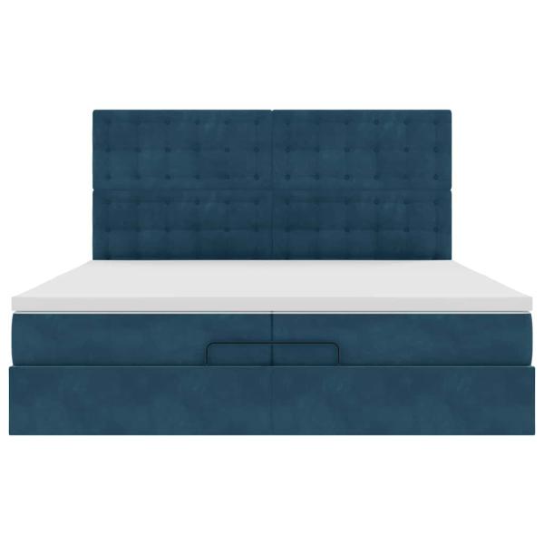 Ottoman-Bett mit Matratzen Dunkelblau 200x200 cm Samt