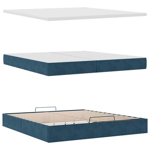 Ottoman-Bett mit Matratzen Dunkelblau 200x200 cm Samt