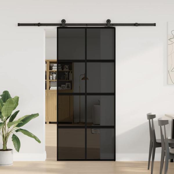 ARDEBO.de - Schiebetür mit Beschlag 90x205 cm Hartglas und Aluminium