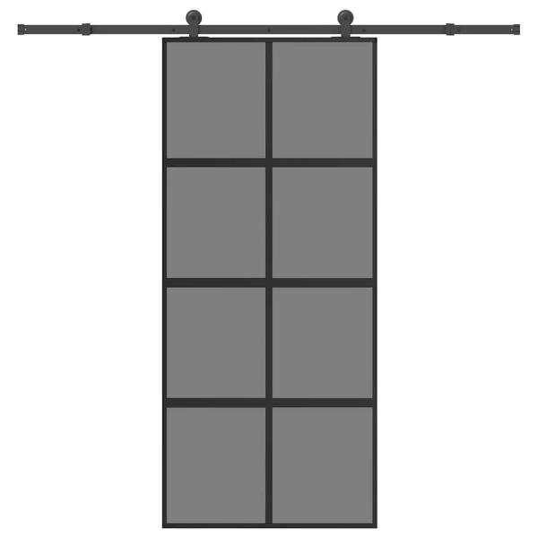 Schiebetür mit Beschlag 90x205 cm Hartglas und Aluminium