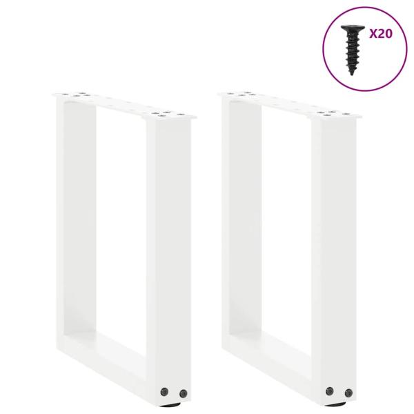 Couchtischbeine U-Form 2 Stk. Weiß 38x(42-43) cm Stahl