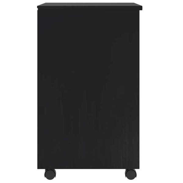 Rollschrank mit Schubladen MOSS Schwarz Massivholz Kiefer