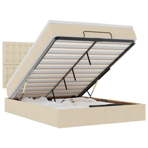 Ottoman-Bett mit Matratze & LEDs Creme 140x190 cm Stoff