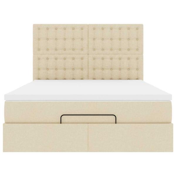 Ottoman-Bett mit Matratze & LEDs Creme 140x190 cm Stoff