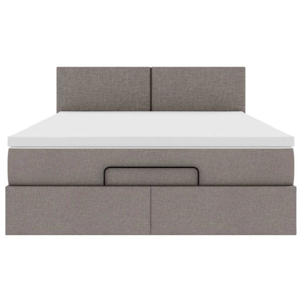 Ottomanische Bett mit Matratze & LEDs Taupe 140x190 cm Stoff