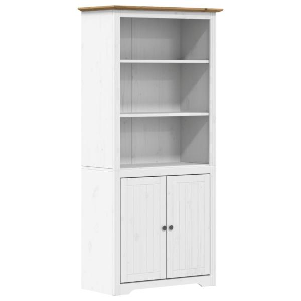 B?cherregal BODO Wei? und Braun 82x40x173 cm Massivholz Kiefer