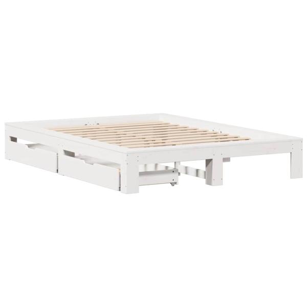 Massivholzbett ohne Matratze Weiß 140x200 cm Kiefernholz