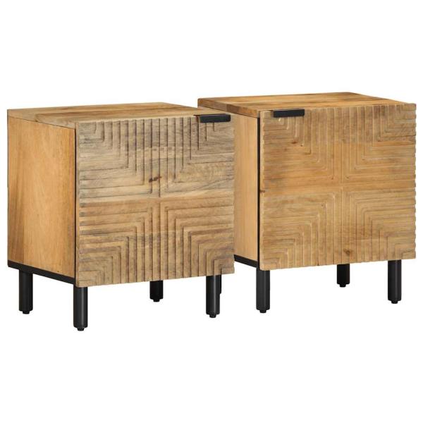 ARDEBO.de - Nachttische 2 Stk. Braun 40x33x46 cm Massivholz Mango