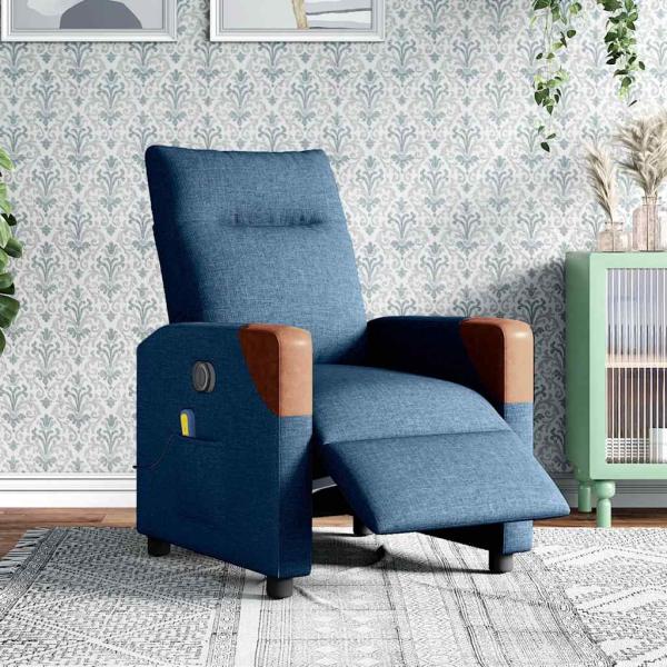 Massagesessel Elektrisch Blau Stoff