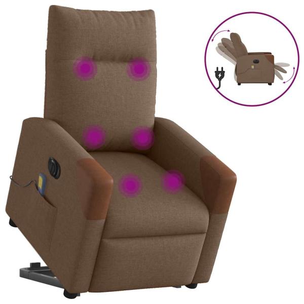 ARDEBO.de - Elektrischer Massagesessel mit Aufstehhilfe Braun Stoff