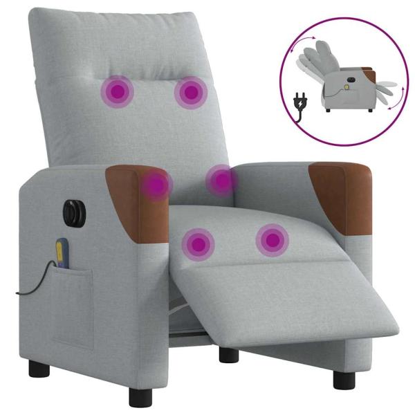 ARDEBO.de - Massagesessel Elektrisch Hellgrau Stoff