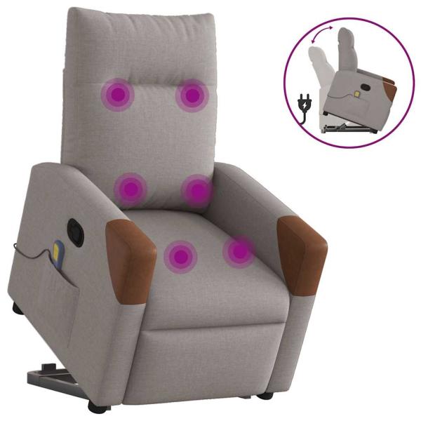 ARDEBO.de - Massagesessel mit Aufstehhilfe Taupe Stoff