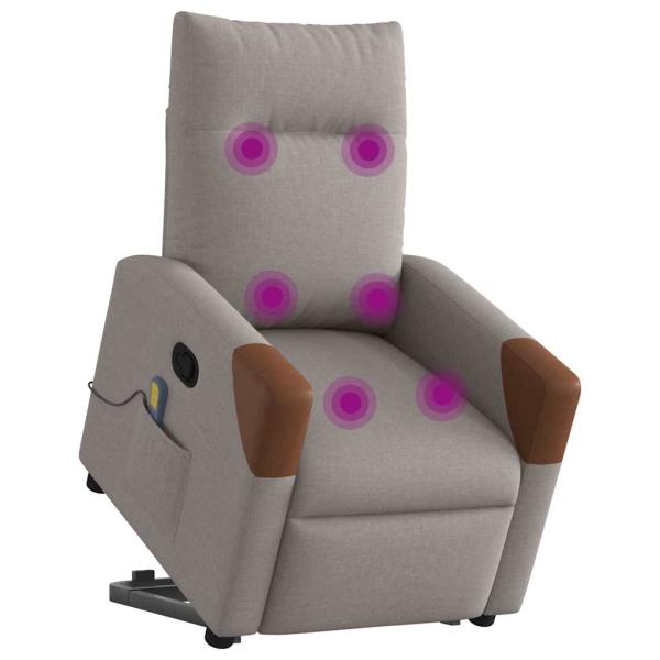 Massagesessel mit Aufstehhilfe Taupe Stoff