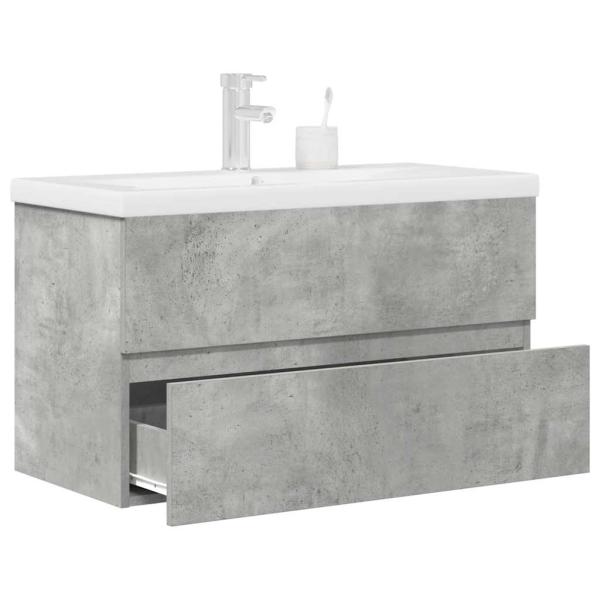 ARDEBO.de - 2-tlg. Badmöbel-Set Betongrau Holzwerkstoff