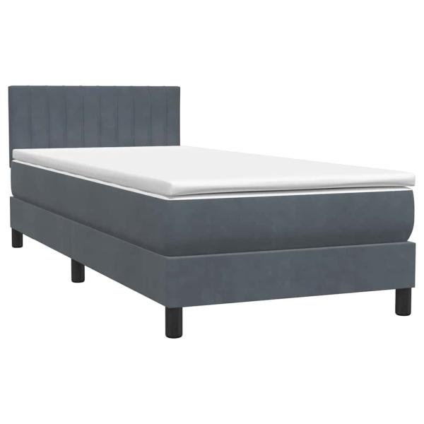 Boxspringbett mit Matratze & LED Dunkelgrau 80x220 cm Samt