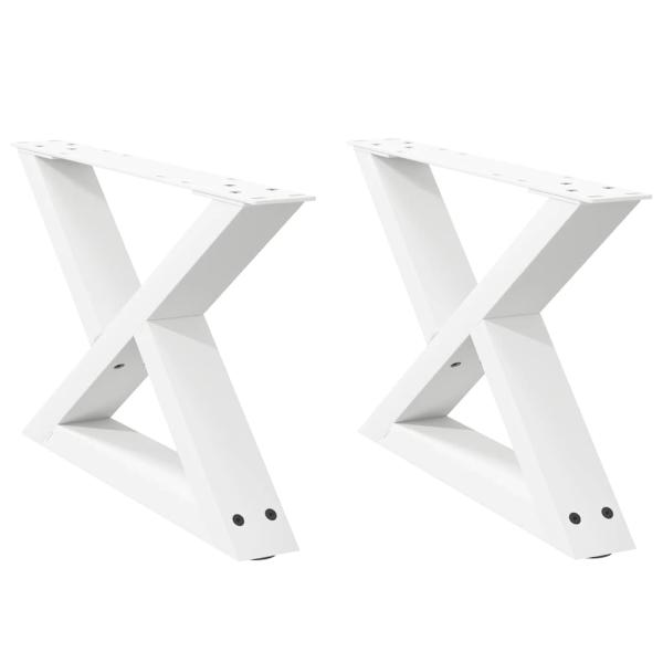 Couchtischbeine 2 Stk. Weiß 50x(30-31,3) cm Stahl