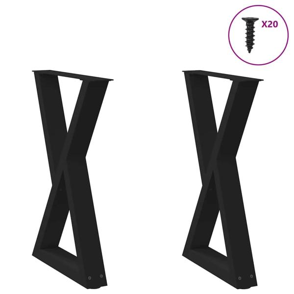 ARDEBO.de - Esstisch Beine 2 Stk. Schwarz 50x(72-73,3) cm Stahl
