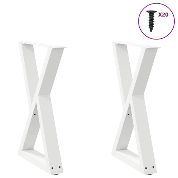 ARDEBO.de - Esstisch Beine 2 Stk. Weiß 60x(72-73,3) cm Stahl