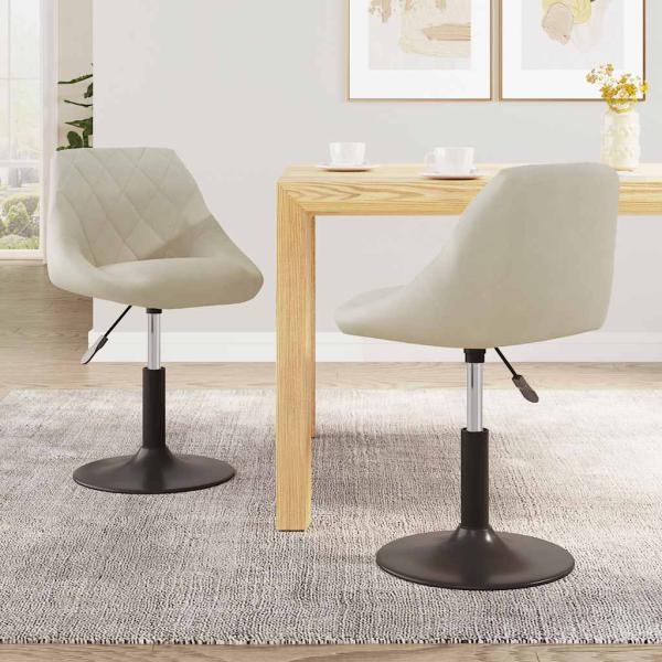 ARDEBO.de - Esszimmerstühle 2 Stk. Drehbar Creme Samt