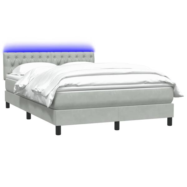 Boxspringbett mit Matratze & LED Hellgrau 160x210 cm Samt