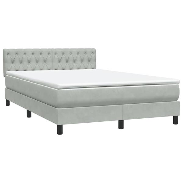 Boxspringbett mit Matratze & LED Hellgrau 160x210 cm Samt