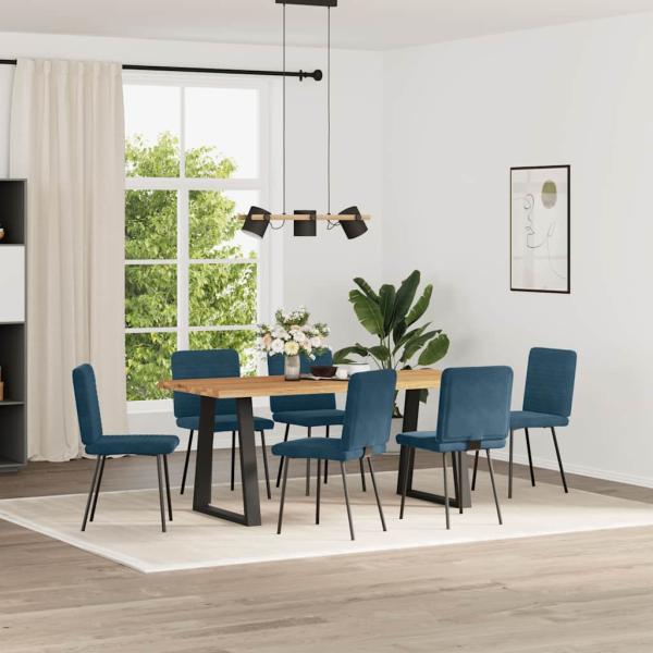 Esszimmerstühle 6 Stk. Blau Samt