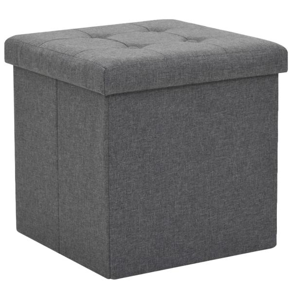 ARDEBO.de - Hocker mit Stauraum Dunkelgrau Leinenoptik