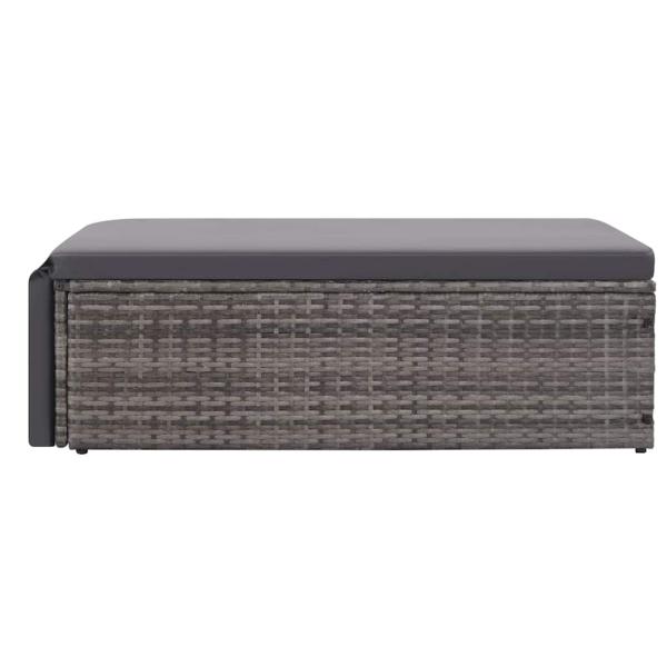 2-tlg. Garten-Lounge-Set mit Auflagen Poly Rattan Grau
