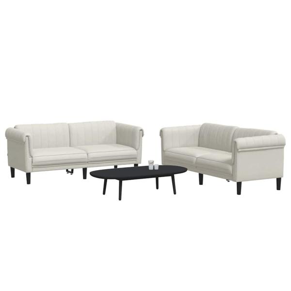 2-tlg. Sofagarnitur Creme Samt