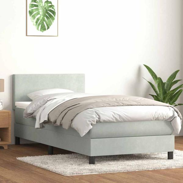 ARDEBO.de - Boxspringbett mit Matratze Hellgrau 80x210 cm Samt