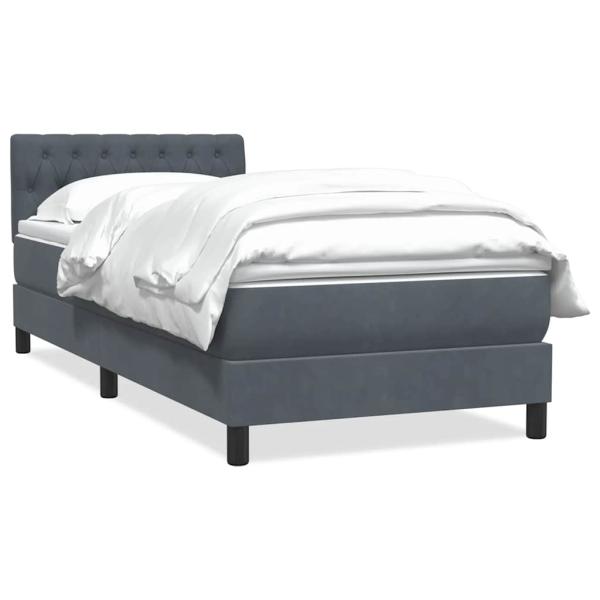Boxspringbett mit Matratze Dunkelgrau 80x210 cm Samt