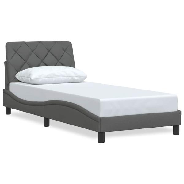 Bettgestell ohne Matratze Dunkelgrau 90x190 cm Stoff