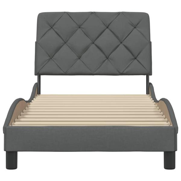 Bettgestell ohne Matratze Dunkelgrau 90x190 cm Stoff