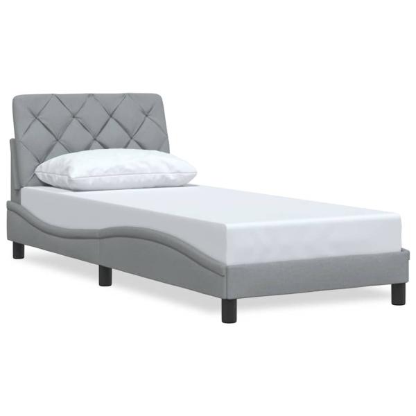 Bettgestell ohne Matratze Hellgrau 90x200 cm Stoff