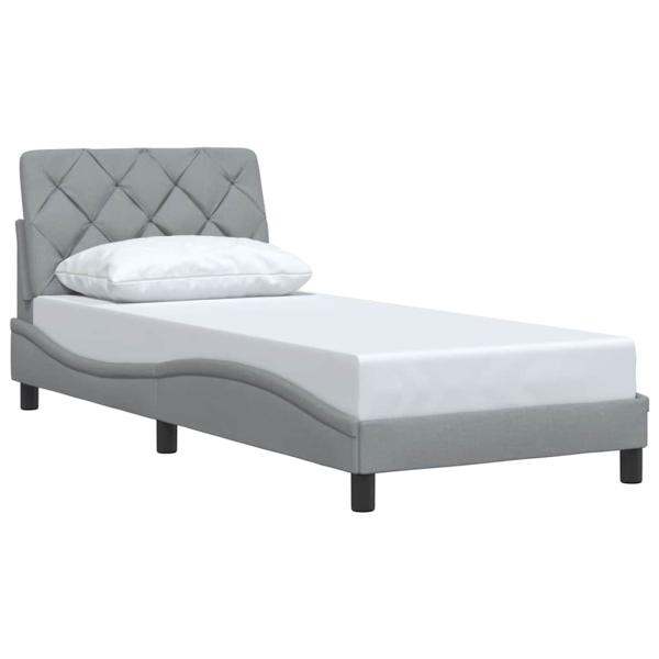 Bettgestell ohne Matratze Hellgrau 90x200 cm Stoff