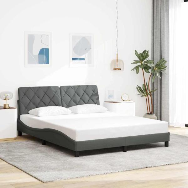 ARDEBO.de - Bettgestell ohne Matratze Dunkelgrau 160x200 cm Stoff