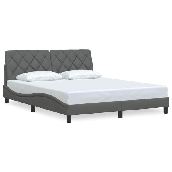 Bettgestell ohne Matratze Dunkelgrau 160x200 cm Stoff