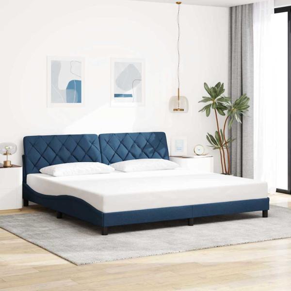 ARDEBO.de - Bettgestell ohne Matratze Blau 200x200 cm Stoff