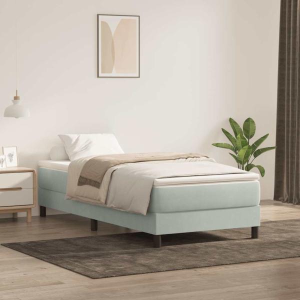 ARDEBO.de - Boxspringbett ohne Matratze Hellgrau 80x220 cm Samt