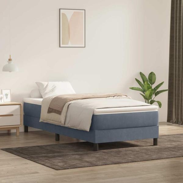 ARDEBO.de - Boxspringbett ohne Matratze Dunkelgrau 90x220 cm Samt