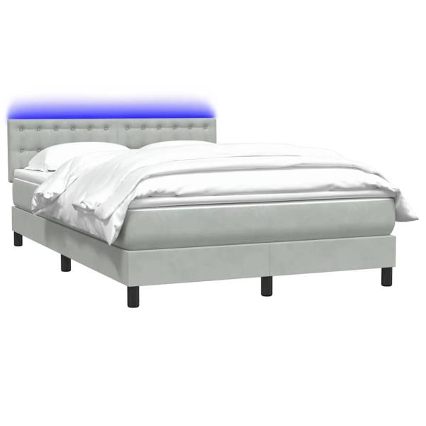 Boxspringbett mit Matratze & LED Hellgrau 160x210 cm Samt