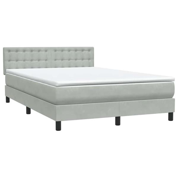 Boxspringbett mit Matratze & LED Hellgrau 160x210 cm Samt